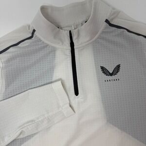 Castore Mens White AeroMesh‎ 1/4 Zip Long Sleeve Performance Pullover Medium